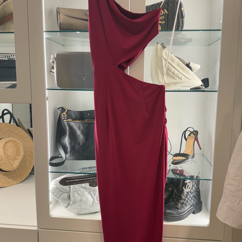 Katie May Pink Asymmetrical One-Shoulder Gown View 4